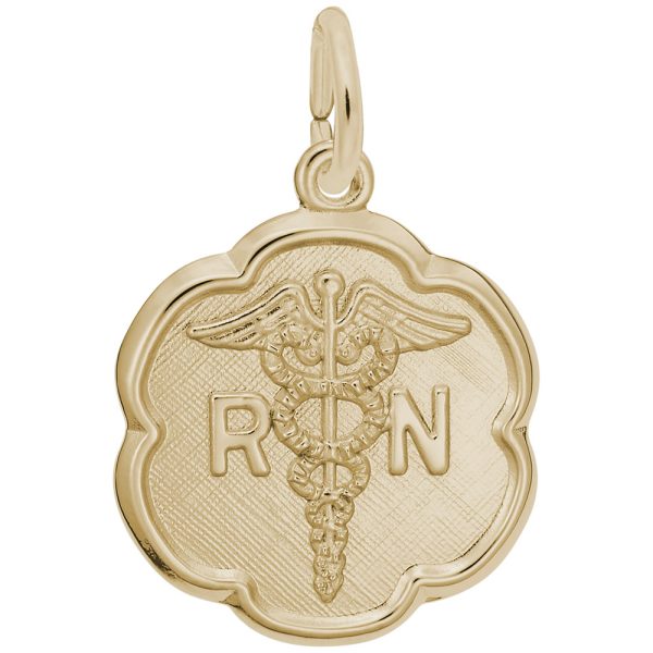 Rn Caduceus Scalloped Disc Charm