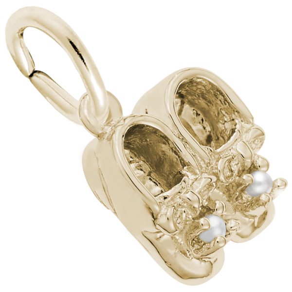 Baby Booties with Pearls Accent Charm