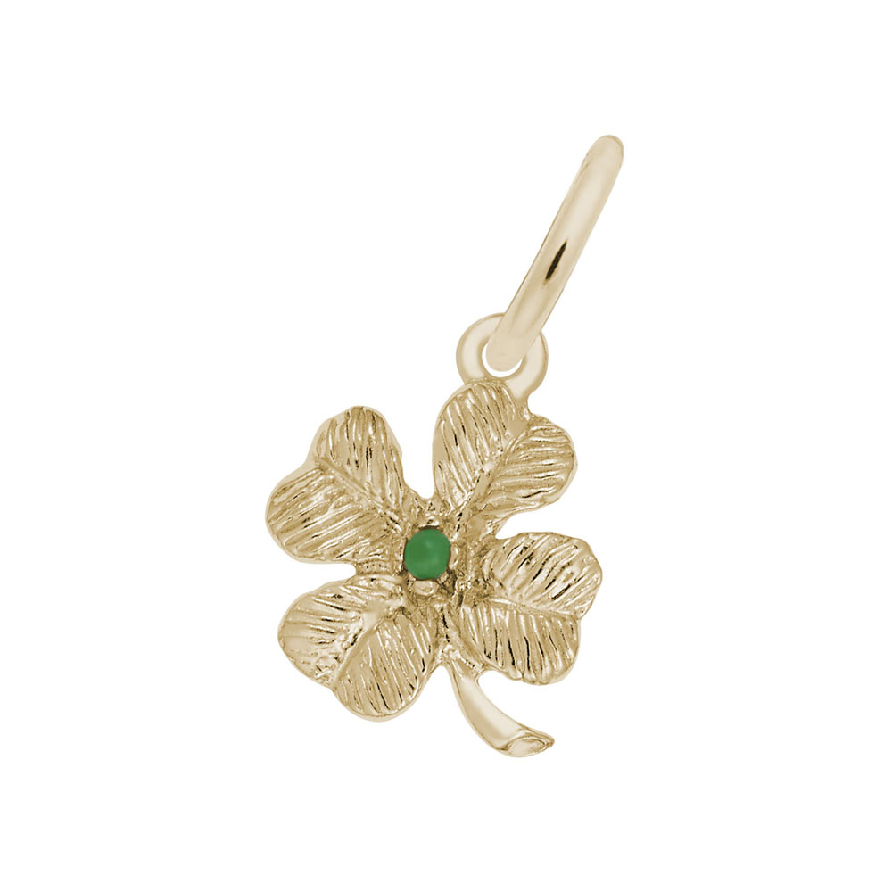 Four Leaf Clover with Bead Accent Charm