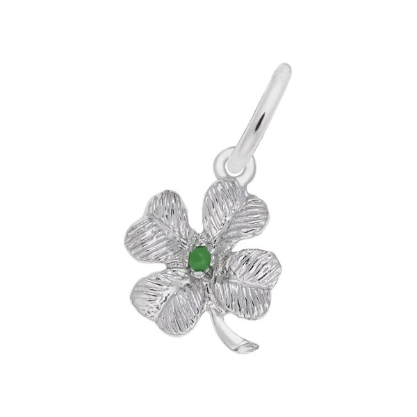 Four Leaf Clover with Bead Accent Charm