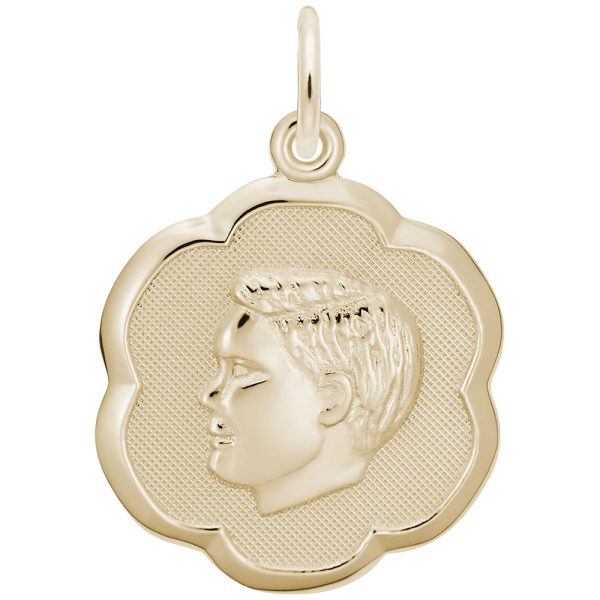 Boy's Head Scalloped Disc Charm