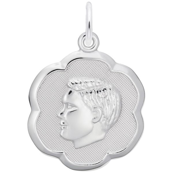 Boy's Head Scalloped Disc Charm