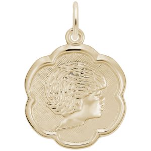 Girl's Head Scalloped Disc Charm