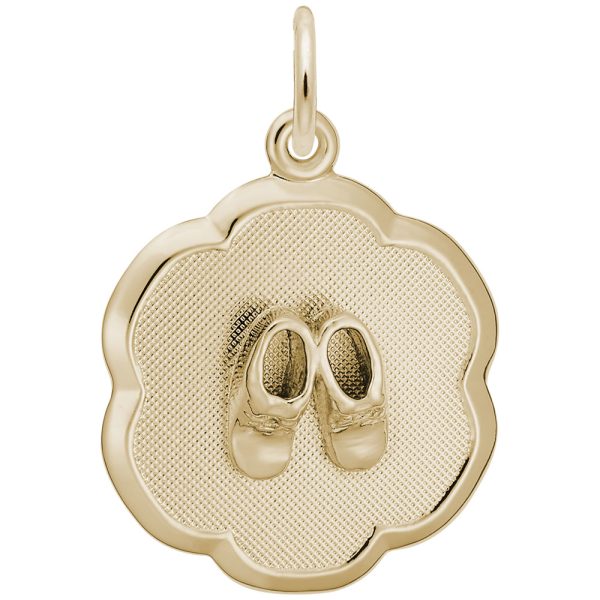 Baby Booties on Scalloped Disc Charm