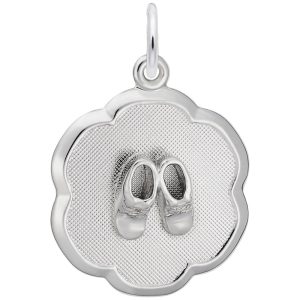 Baby Booties on Scalloped Disc Charm