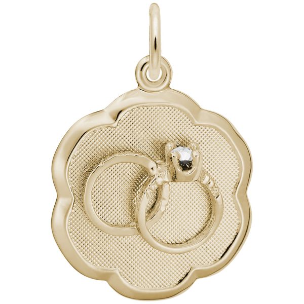 Wedding Rings Scalloped Disc Charm
