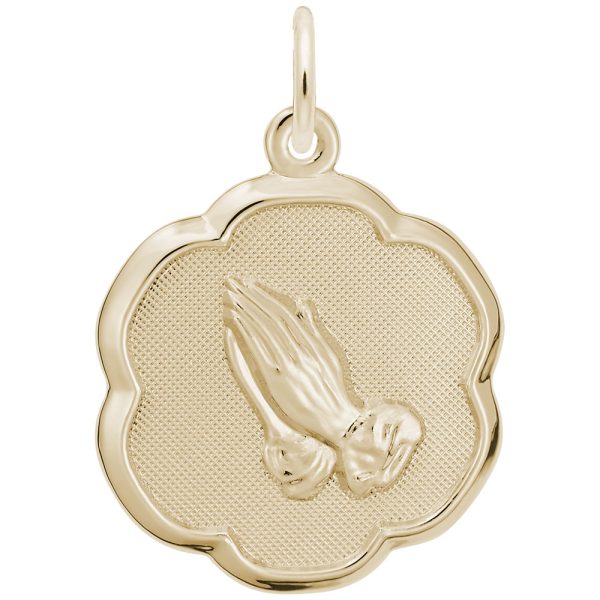 Praying Hands Scalloped Disc Charm