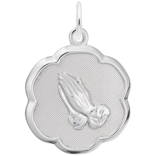 Praying Hands Scalloped Disc Charm