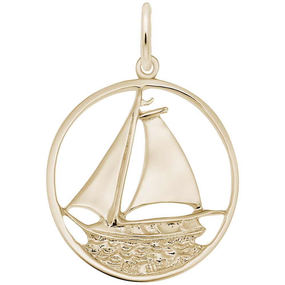 Sailboat in Ring Charm - Image 1