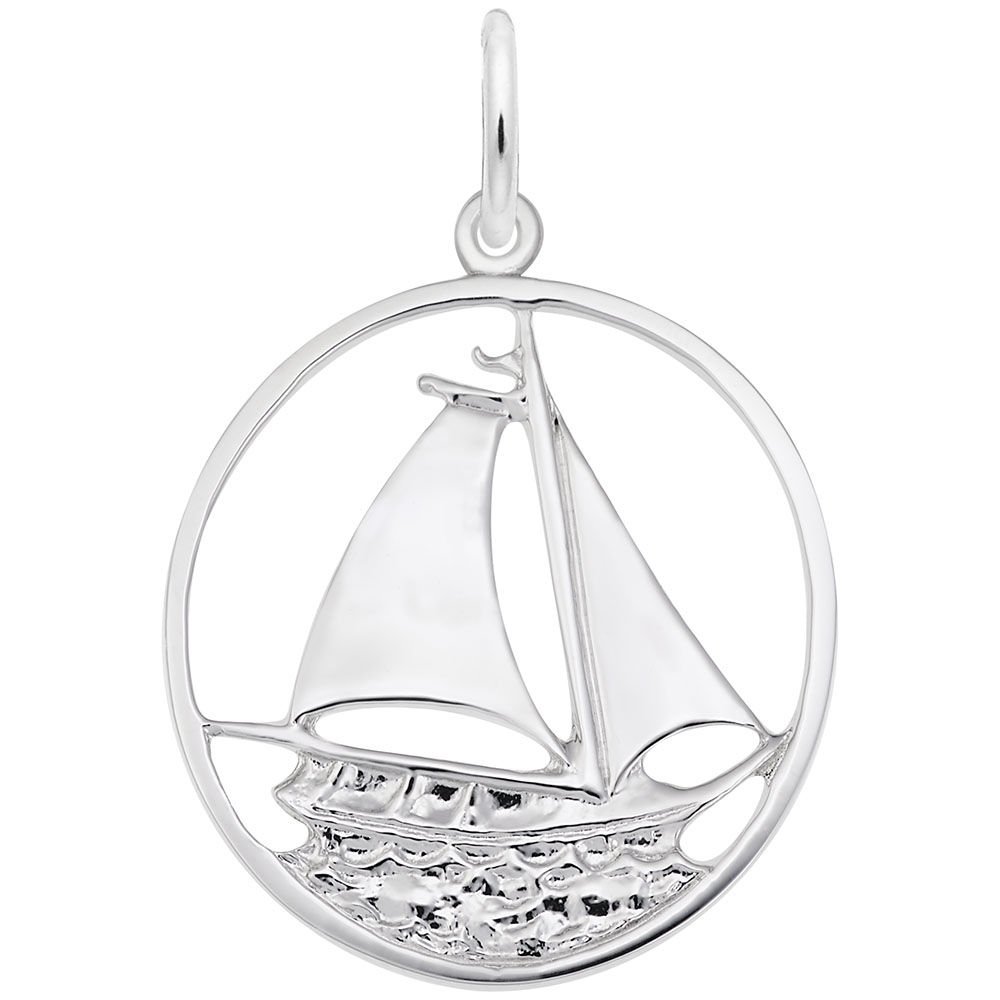 Sailboat in Ring Charm - Image 2