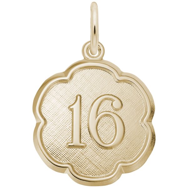 Number Sixteen Scalloped Disc Charm