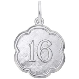 Number Sixteen Scalloped Disc Charm