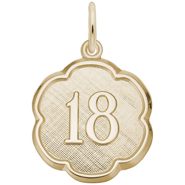 Number Eighteen Scalloped Disc Charm