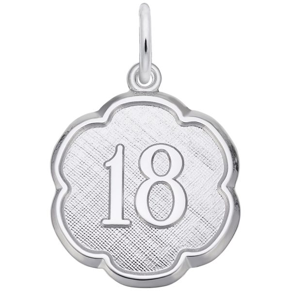 Number Eighteen Scalloped Disc Charm