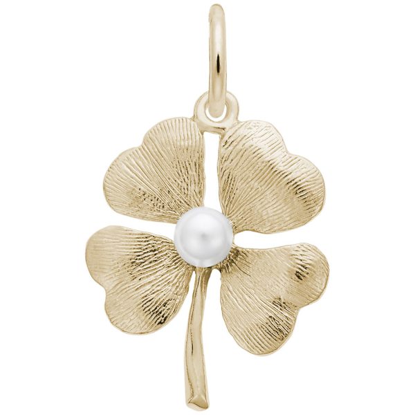 Four Leaf Clover with Pearl Charm