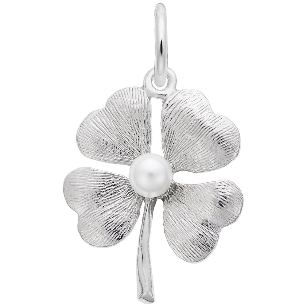 Four Leaf Clover with Pearl Charm