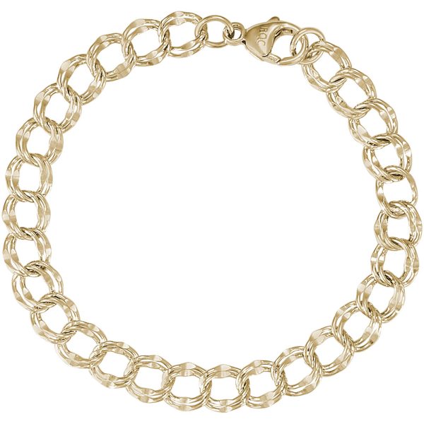 Large Double Link Dapped Curb Classic Bracelet