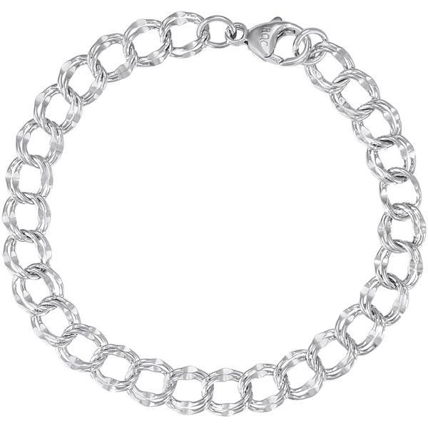 Large Double Link Dapped Curb Classic Bracelet