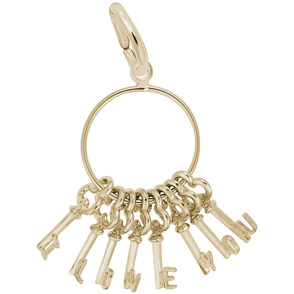 I Love You Skeleton Key Ring Charm - Image 1