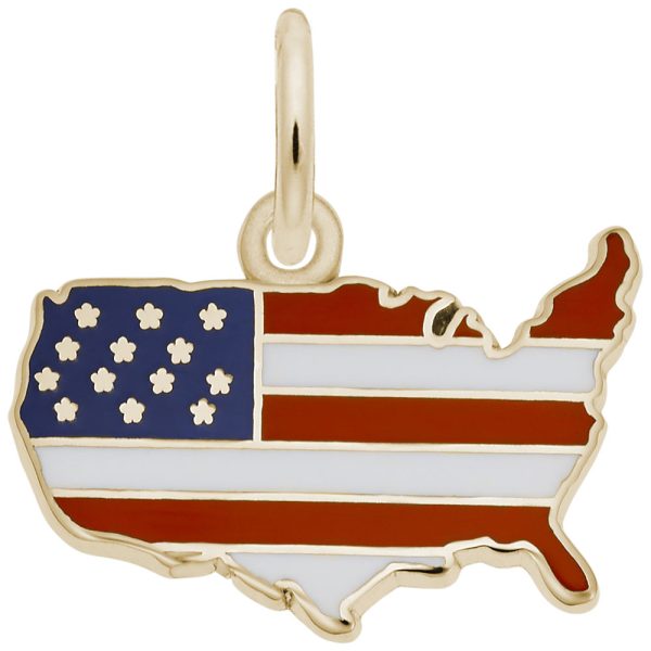 United States Flag Map Charm