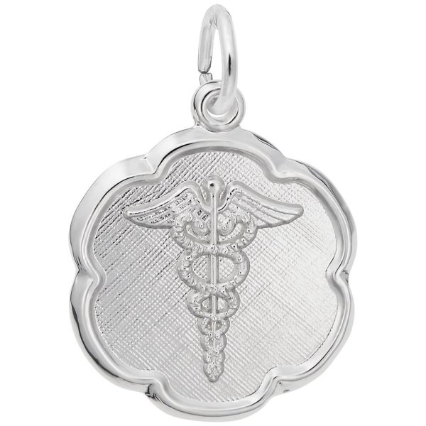 Caduceus Scalloped Disc Charm