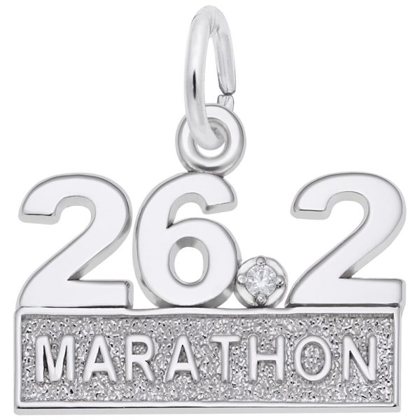 Marathon 26.2 W/White Spinel Charm