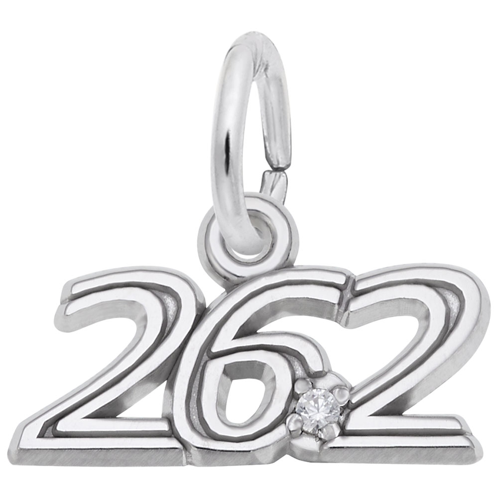 Marathon 26.2 W/White Spinel Charm