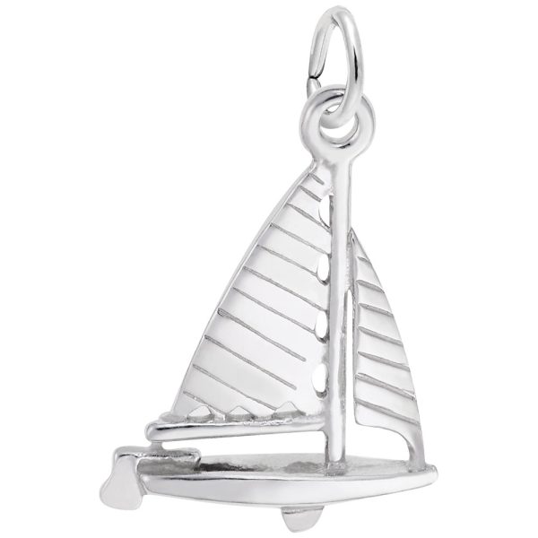 Striped Sloop Sailboat Charm