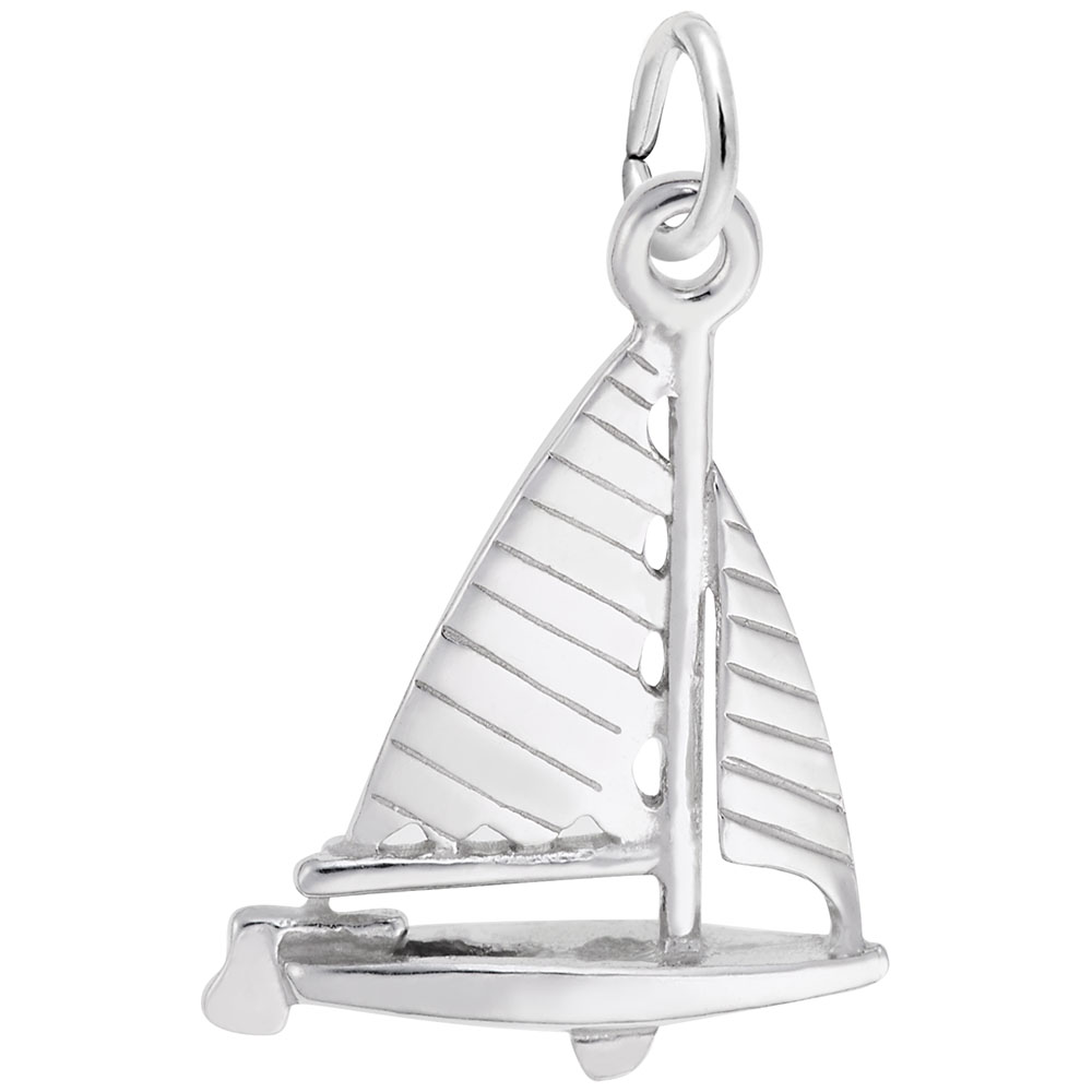 Striped Sloop Sailboat Charm - Image 1