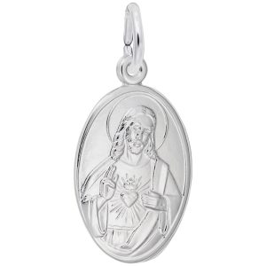 Sacred Heart Oval Disc Charm
