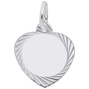 Small Diamond Faceted Heart Charm