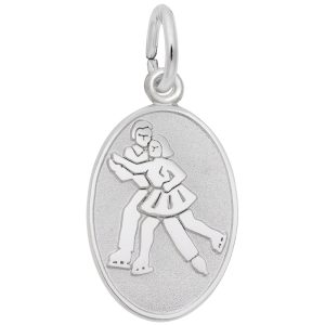 Ice Skaters Oval Disc Charm