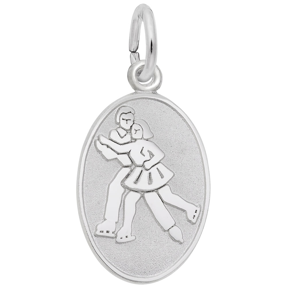 Ice Skaters Oval Disc Charm