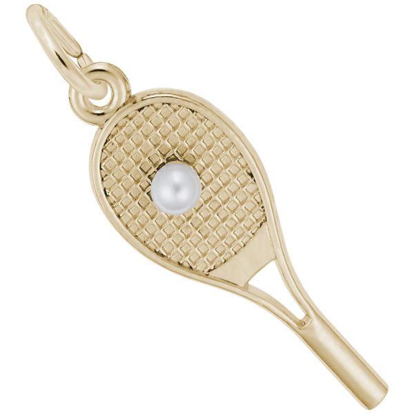 Tennis Racquet with Pearl Charm