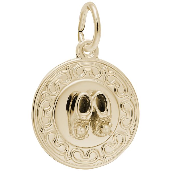 Baby Booties Disc with Pearls Charm