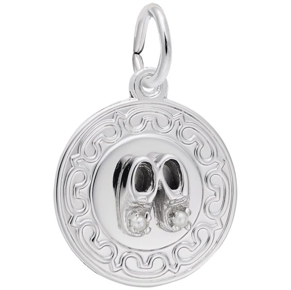Baby Booties Disc with Pearls Charm