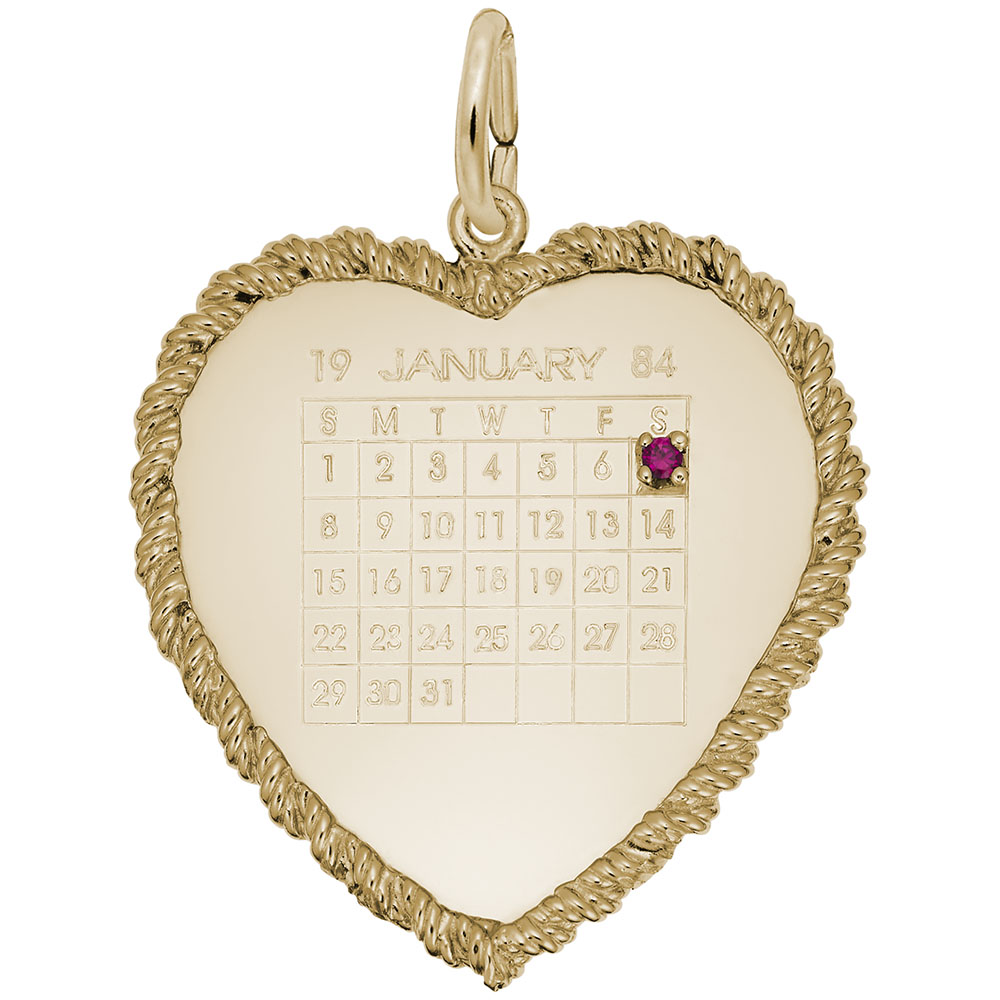 Classic Twisted Rope Heart Calendar Charm