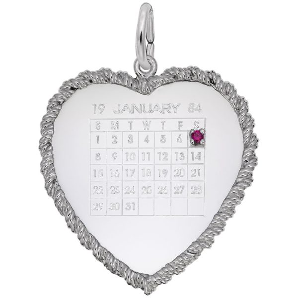 Classic Twisted Rope Heart Calendar Charm