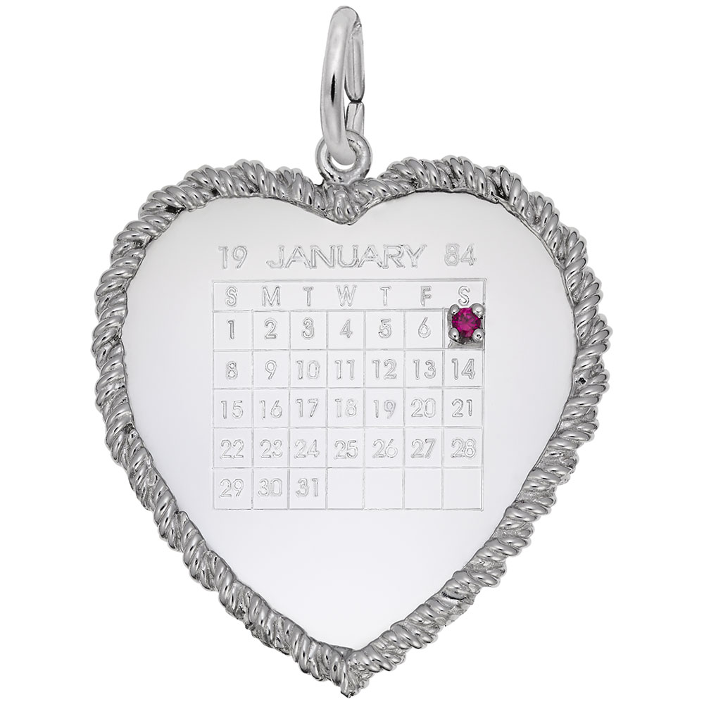 Classic Twisted Rope Heart Calendar Charm