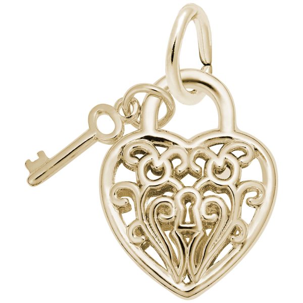 Filigree Heart & Key Charm