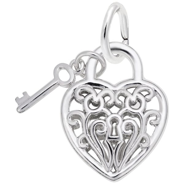 Filigree Heart & Key Charm