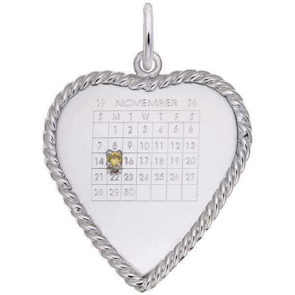 Classic Rope Heart Calendar Charm