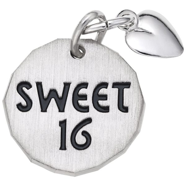 Sweet Sixteen Tag with Heart Accent Charm