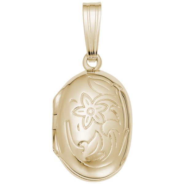 Oval with Flower Design Locket Charm