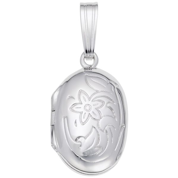 Oval with Flower Design Locket Charm