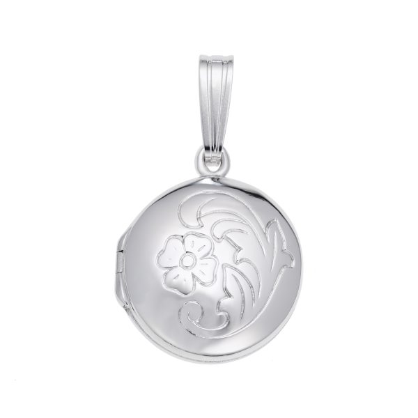 Circle with Flower Design Locket Charm