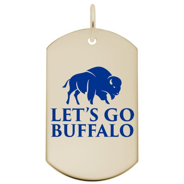 Painted Let's Go Buffalo Dog Tag