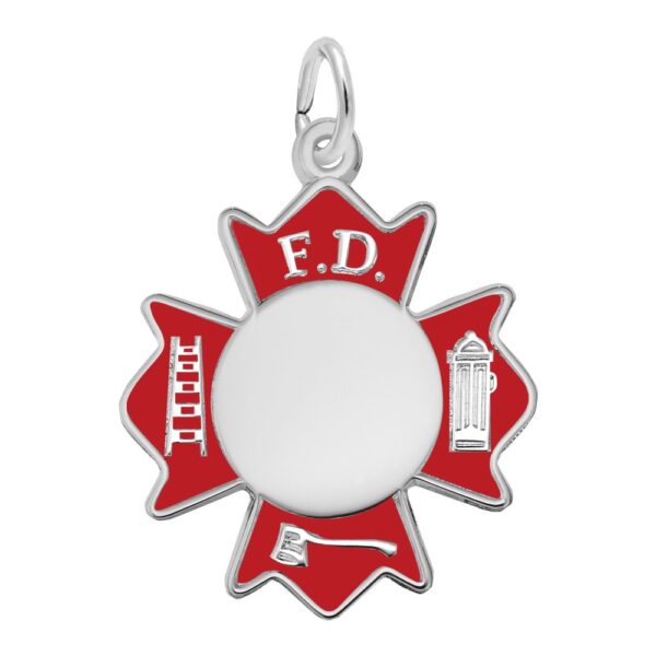 Painted Fire Department Badge Charm