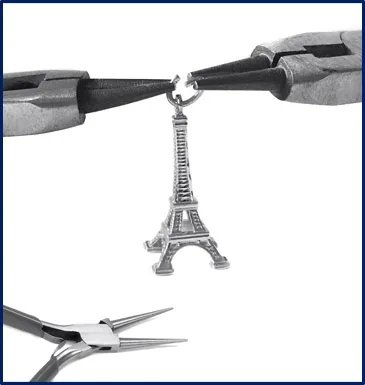 Opening a charm jump ring with pliers