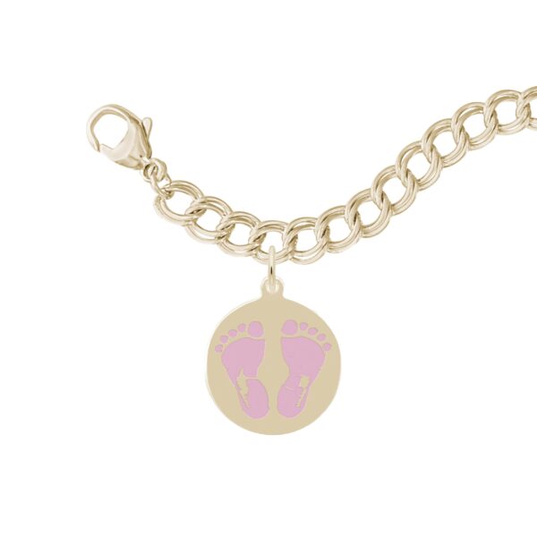 Painted Baby Feet Disc Bracelet Set - Pink
